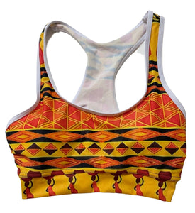 Ensemble sport motif africain, taille S, spandex/nylon stretch, anti transpiration