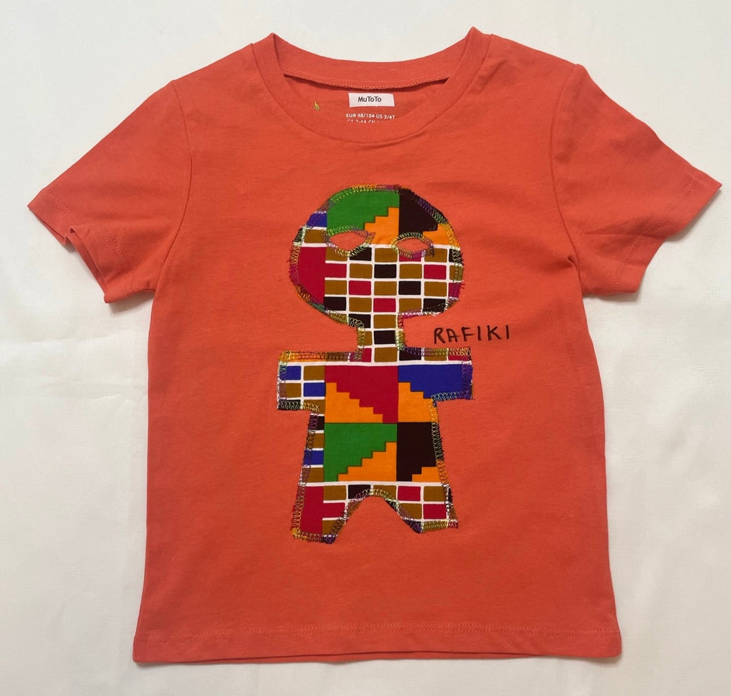 T-shirt 3 - 4 ans patchwork wax  coton bio