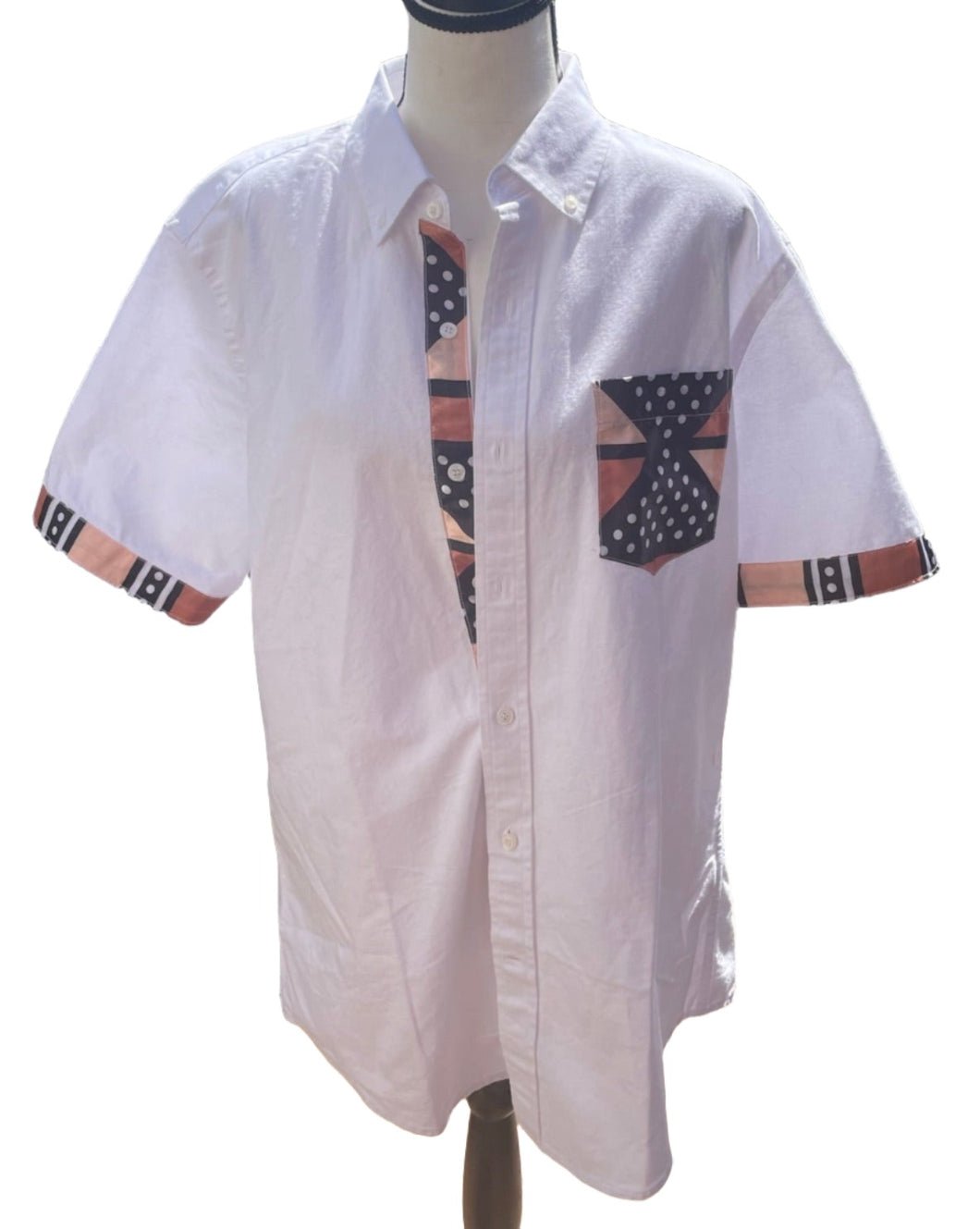 Chemise homme coton, patchwork wax taille L