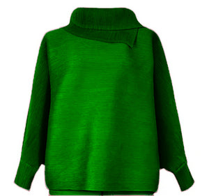 Top col rabattu et manches, tissus plissé vert foncé 100% polyester anti rétrécissant, respirant