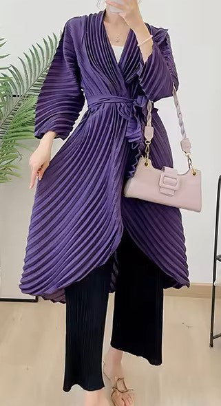 Cardigan style kimono, tissus plissé violet très tendance, 100% polyester, anti froissage, séchage rapide
