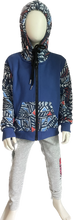 Charger l&#39;image dans la galerie, Veste capuche en coton molleton patchwork wax 4 - 6 ans  avec zip
