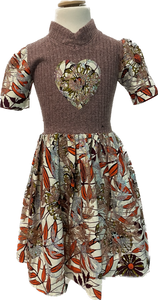 Création artisanale : robe pull avec patchwork wax sequin  - 10 ans